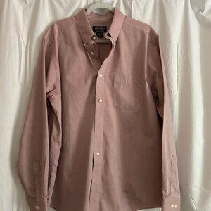 Eddie Bauer Medium Pink Long Sleeve Relaxed Fit Button Down Shirt, Size L